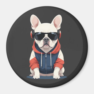 French Bulldog Wear Hoodie Funny Cool Music Magnet