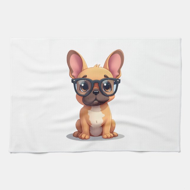 French Bulldog Wearing Glasses Copy Geschirrtuch (Horizontal)