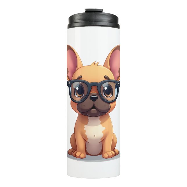 French Bulldog Wearing Glasses Copy Thermosbecher (Vorderseite)