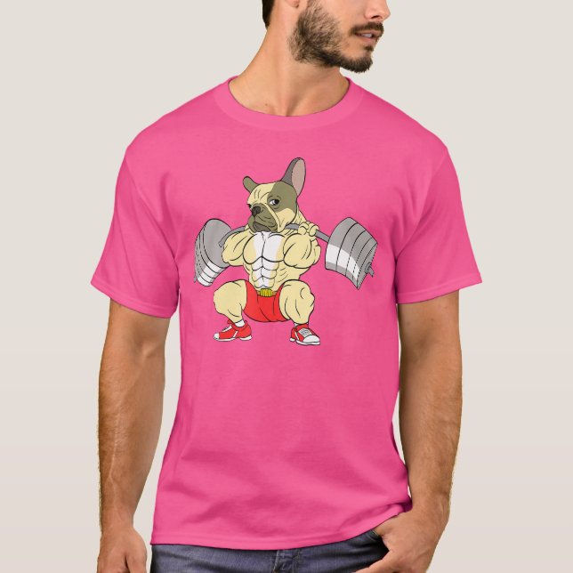 French Bulldog Weightlifting Funny Deadlift T-Shirt (Vorderseite)