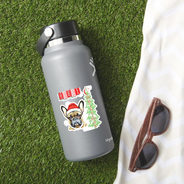French Bulldog Weihnachtsgeschenk Aufkleber (HydroFlask Insitu)