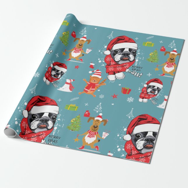French Bulldog WeihnachtsWeihnachtsWeihnachtsWeihn Geschenkpapier (Ungerollt)