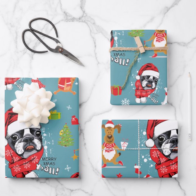French Bulldog WeihnachtsWeihnachtsWeihnachtsWeihn Geschenkpapier Set (Vorderseite)