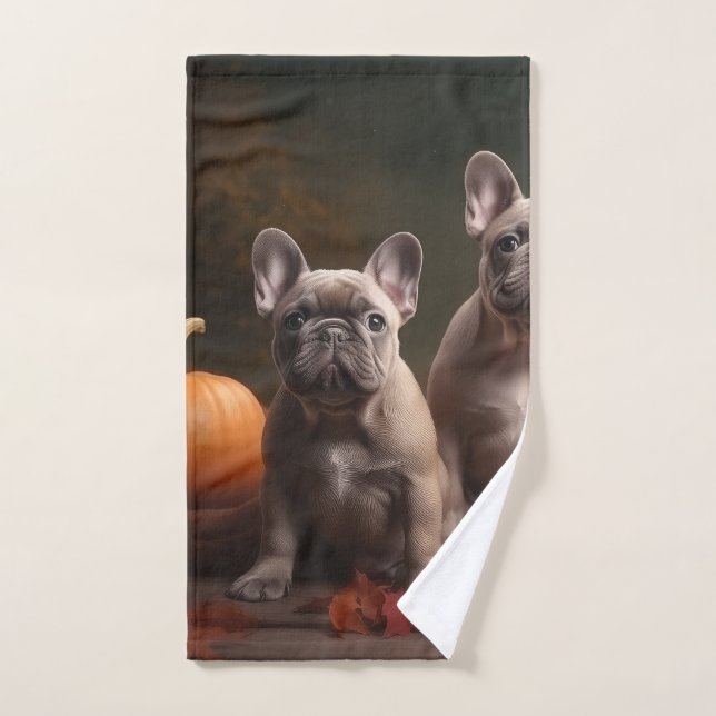 French Bulldog Welpe Autumn Delight Pumpen Badhandtuch Set (Handtuch)
