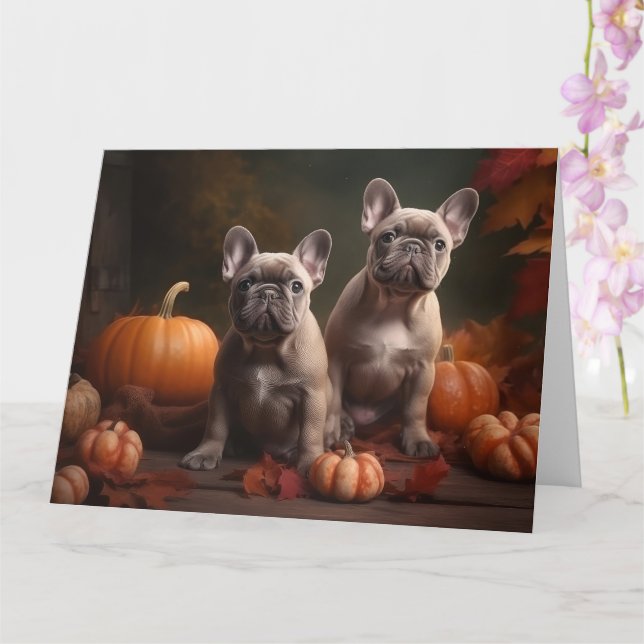 French Bulldog Welpe Autumn Delight Pumpen Karte (Orchidee)