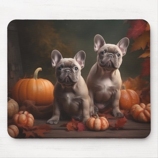 French Bulldog Welpe Autumn Delight Pumpen Mousepad (Vorne)