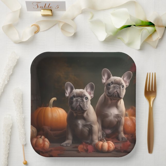 French Bulldog Welpe Autumn Delight Pumpen Pappteller (Hochzeit)
