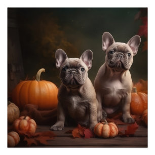French Bulldog Welpe Autumn Delight Pumpen Poster