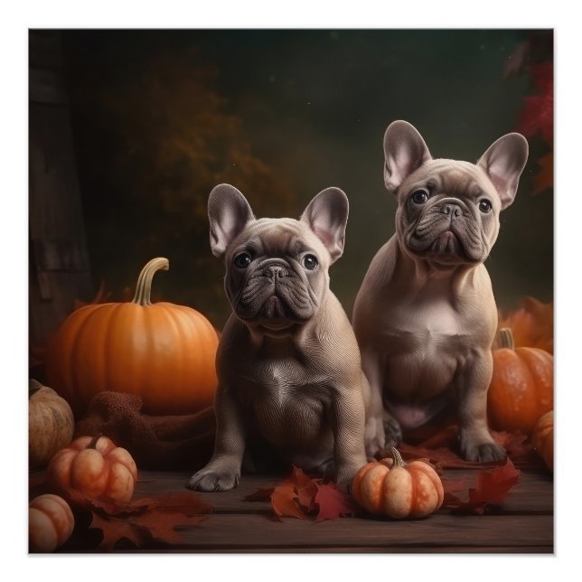 French Bulldog Welpe Autumn Delight Pumpen Poster (Vorderseite)