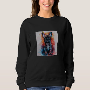 French Bulldog Welpe Watercolor Farbige Grafik Sweatshirt