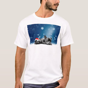 French Bulldog Welppies - Schneefreude-Weihnachtsm T-Shirt