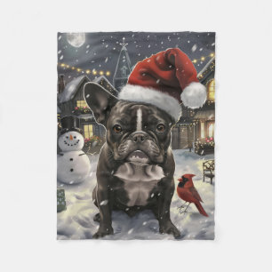 French Bulldog Winter Wonderland Christmas Joy Fleecedecke