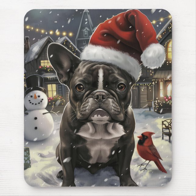 French Bulldog Winter Wonderland Christmas Joy Mousepad (Vorne)