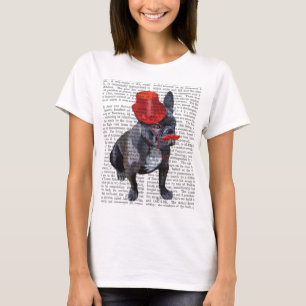 French Bulldog With Red Top Hat and Moustache