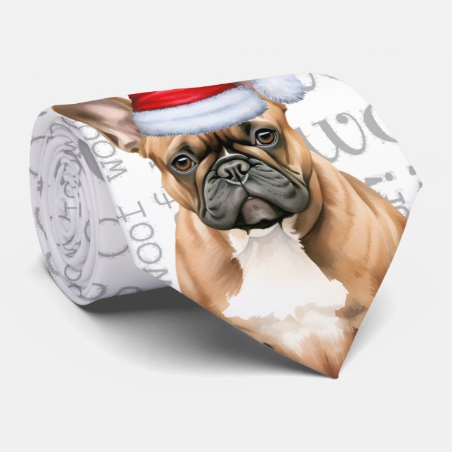 French Bulldog Woof Christmas Dog Lover Krawatte (Gerollt)