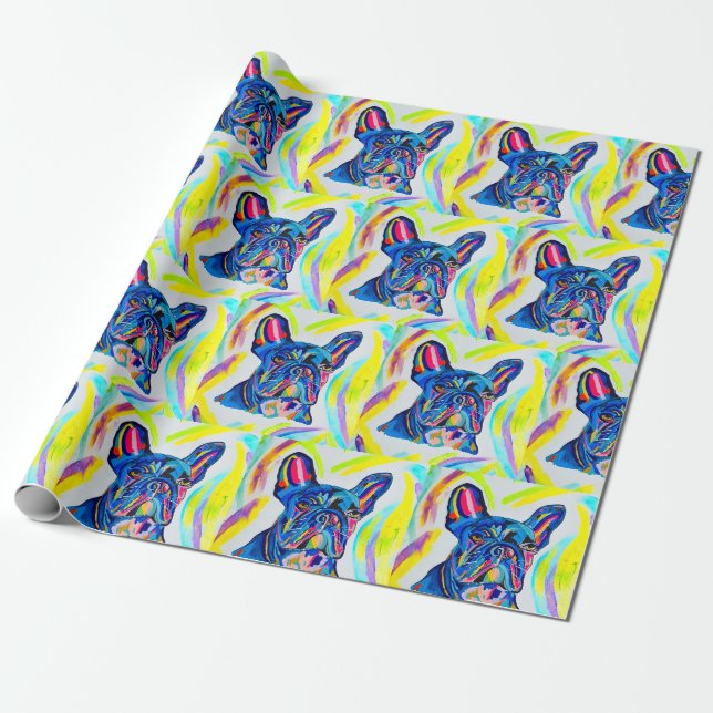 French Bulldog Wrapping Paper Geschenkpapier (Ungerollt)