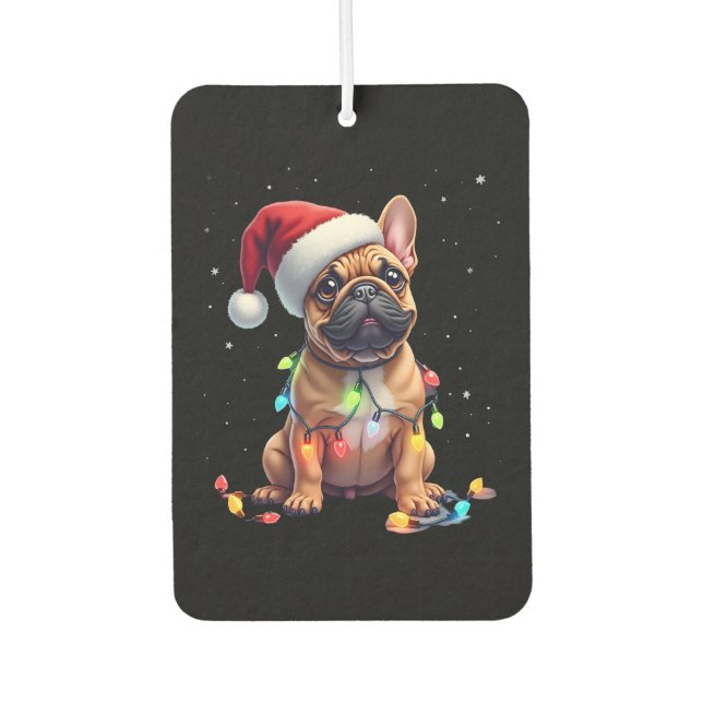 French Bulldog Xmas Lighting Santa French Bulldog  Autolufterfrischer (Vorderseite)