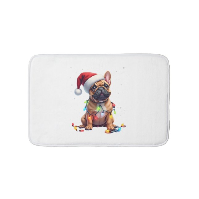 French Bulldog Xmas Lighting Santa French Bulldog  Badematte (Vorderseite)