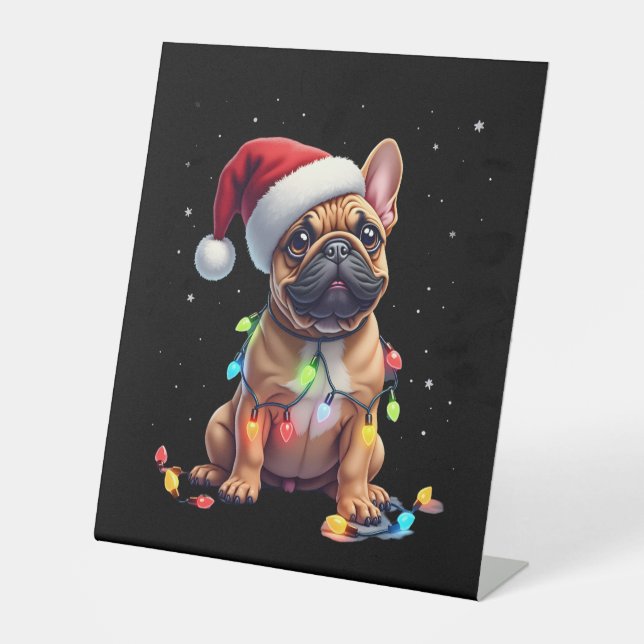 French Bulldog Xmas Lighting Santa French Bulldog  Sockelschild (Vorderseite)