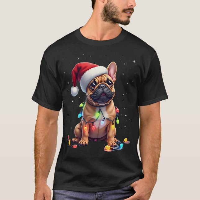 French Bulldog Xmas Lighting Santa French Bulldog  T-Shirt (Vorderseite)
