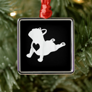 French Bulldog Yoga Liebe Herzstück Frenchie Worko Ornament Aus Metall