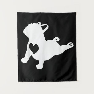 French Bulldog Yoga Pose Liebe Herzgeschenk Wandteppich