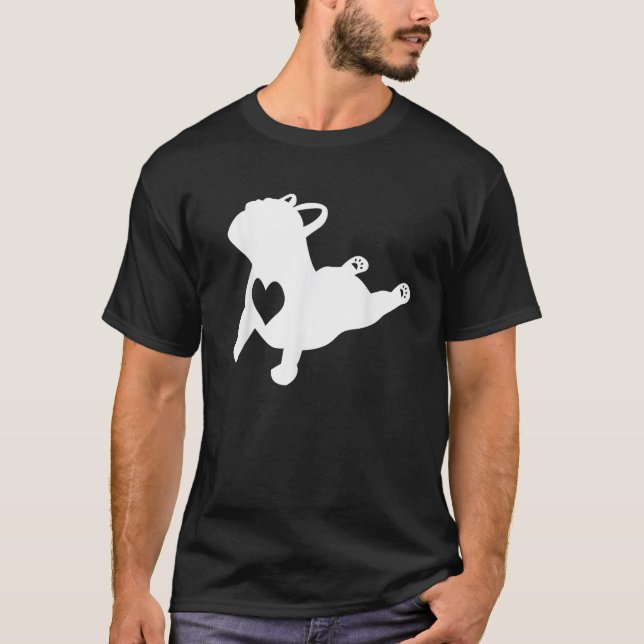 French Bulldog Yoga Pose Shirt mit Herz der Liebe (Vorderseite)