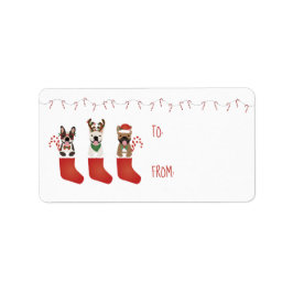 French Bulldogs Christmas Candy Canes Red Adressaufkleber
