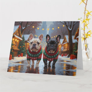 French Bulldogs Christmas Snow Holiday Karte