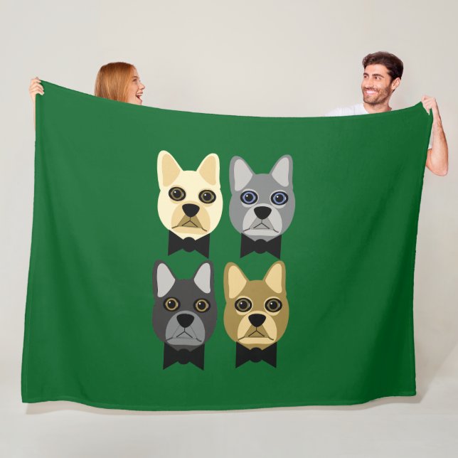 French Bulldogs Green Fleecedecke (Beispiel)