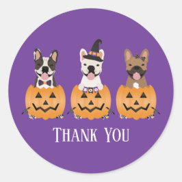 French Bulldogs Halloween Danke Runder Aufkleber