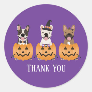 French Bulldogs Halloween Danke Runder Aufkleber