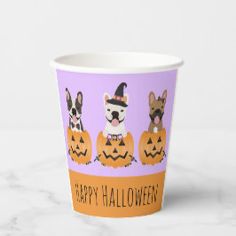 French Bulldogs Happy Halloween Pappbecher