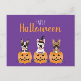 French Bulldogs Happy Halloween Postkarte