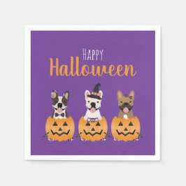 French Bulldogs Happy Halloween Serviette