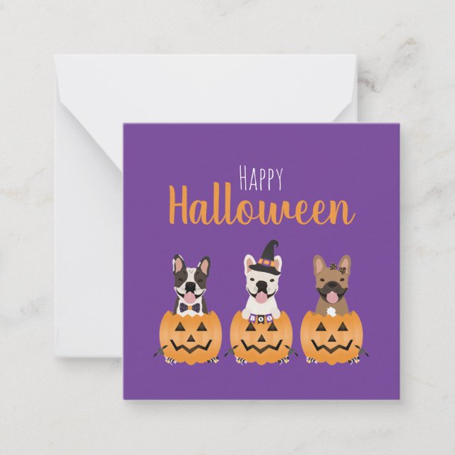 French Bulldogs Happy Halloween Sign Mitteilungskarte (Vorderseite)