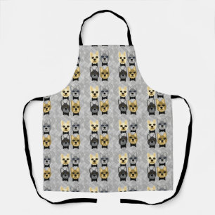 French Bulldogs Herringbone Gray Schürze