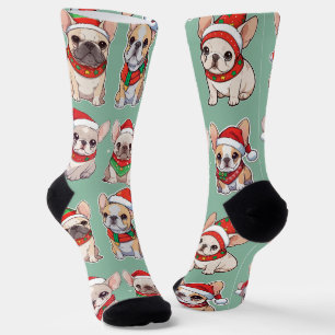 French Bulldogs Pastell Christmas Pattern Socken