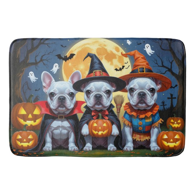 French Bulldogs Pumpkin Halloween Funny Funny Badematte (Vorderseite)