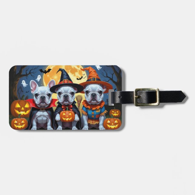 French Bulldogs Pumpkin Halloween Funny Funny Gepäckanhänger (Vorderseite horizontal)