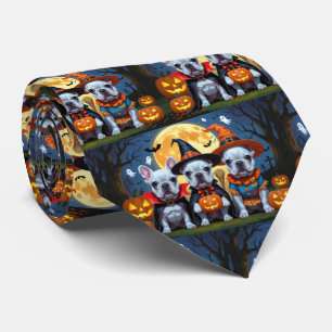 French Bulldogs Pumpkin Halloween Funny Funny Krawatte