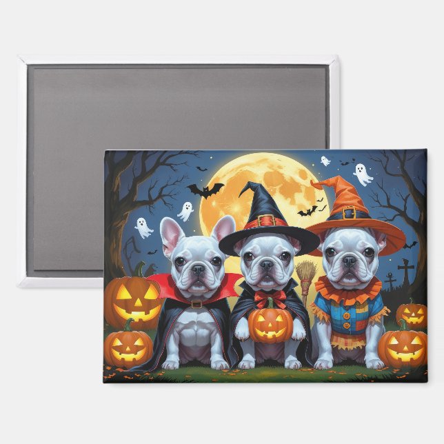 French Bulldogs Pumpkin Halloween Funny Funny Magnet (Vorderseite/Rückseite)