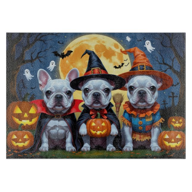 French Bulldogs Pumpkin Halloween Funny Funny Schneidebrett (Vorderseite)