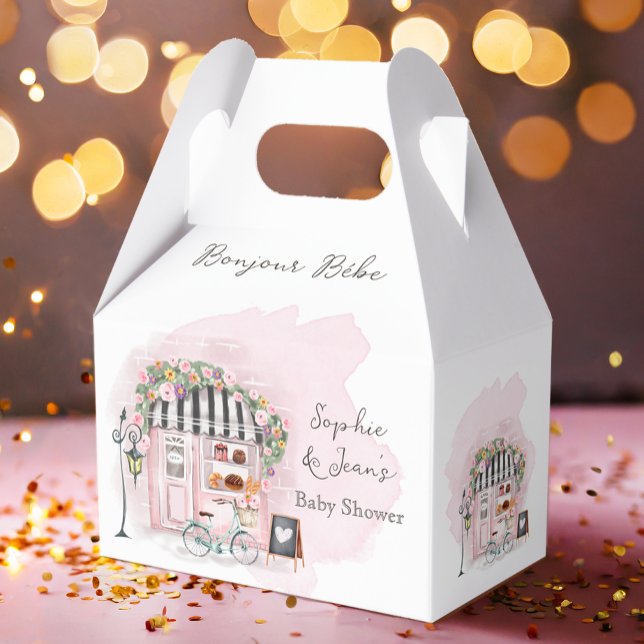 French Café Bonjour Bebe Paris Tea Baby Dusche Geschenkschachtel (Von Creator hochgeladen)