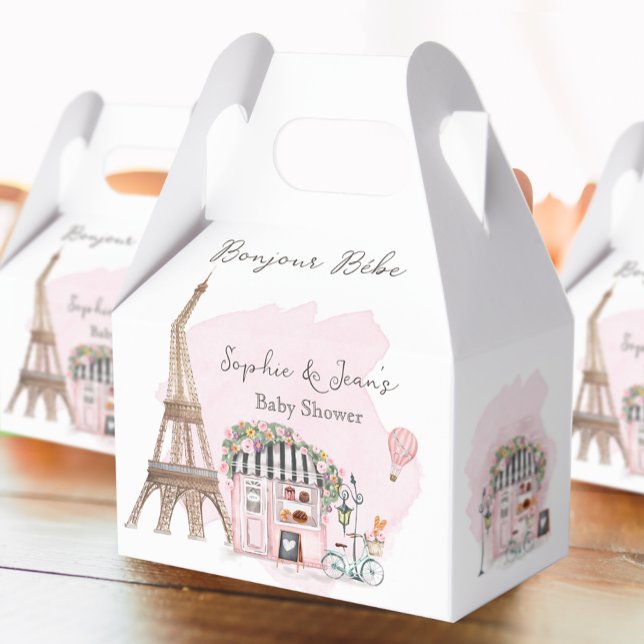 French Café Bonjour Bebe Paris Tea Baby Dusche Geschenkschachtel (Von Creator hochgeladen)