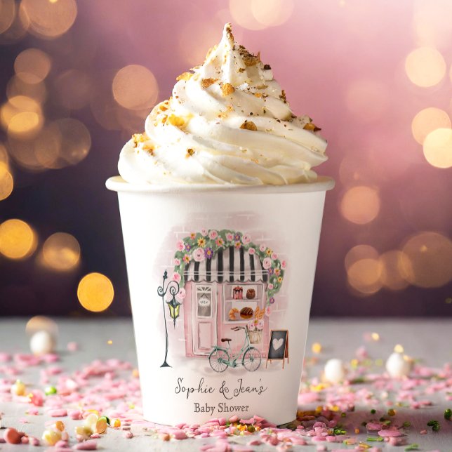 French Café Bonjour Bebe Paris Tea Baby Dusche Pappbecher (Von Creator hochgeladen)