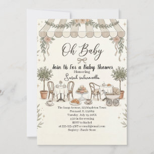 French Café Oh Baby Paris Bistro Babyparty Einladung