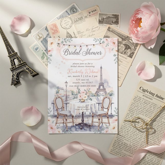 French Cafe Paris Theme Eiffel Tower Bridal Shower Einladung (French Cafe Paris Theme Eiffel Tower Bridal Shower Invitation)