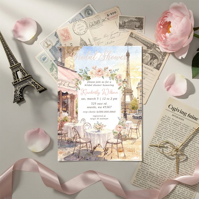 French Cafe Paris Theme Eiffel Tower Bridal Shower Einladung (French Cafe Paris Theme Eiffel Tower Bridal Shower Invitation)