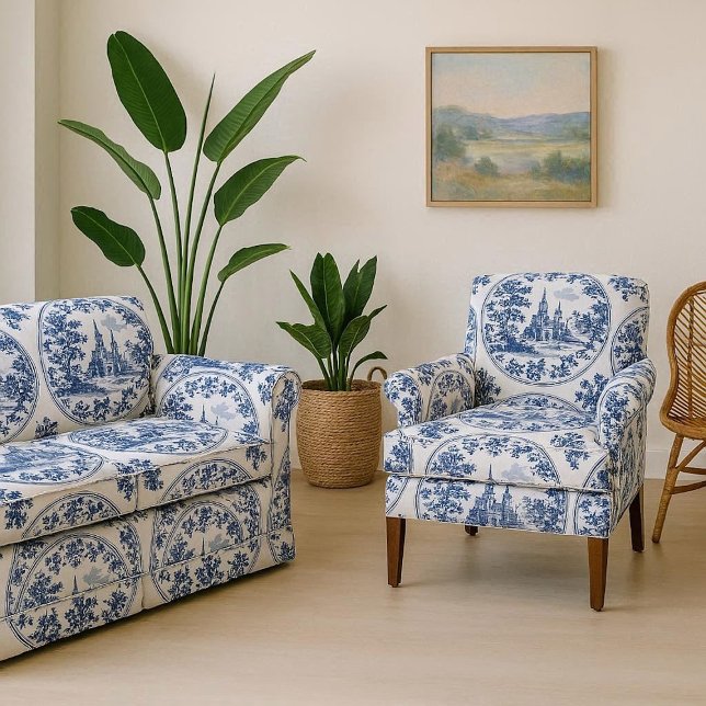 French Chateau Floral Motif Frame Botanical Decor  Stoff (French Chateau Floral Motif Frame Botanical Decor Fabric)